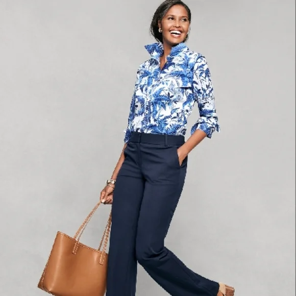 Talbots Newport Pant Blue Women's Wide Leg Pants - Picture 9 of 9